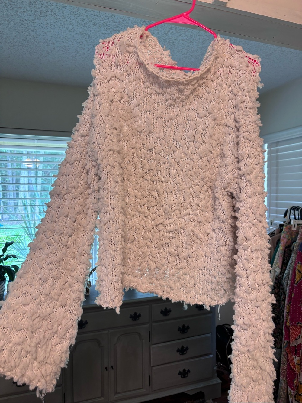 Chunky Textured Knit Women’s Sweater in Cream size Large: Sadie and Sage